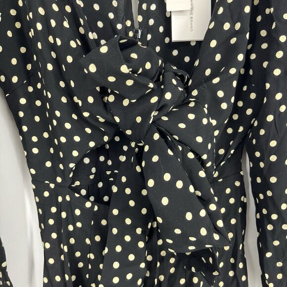 Faithfull The Brand Anthropologie Jumpsuit Size XS Black Helena Polka Dot Bow - Picture 4 of 12